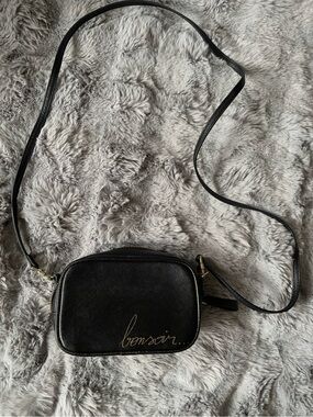ZARA Black Crossbody Bag with 'bonsoir' Script